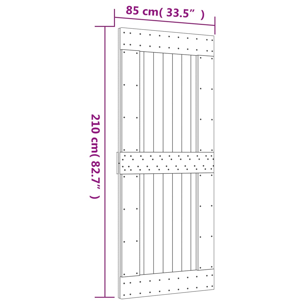 Puerta corredera con herrajes madera maciza de pino 85x210 cm vidaXL