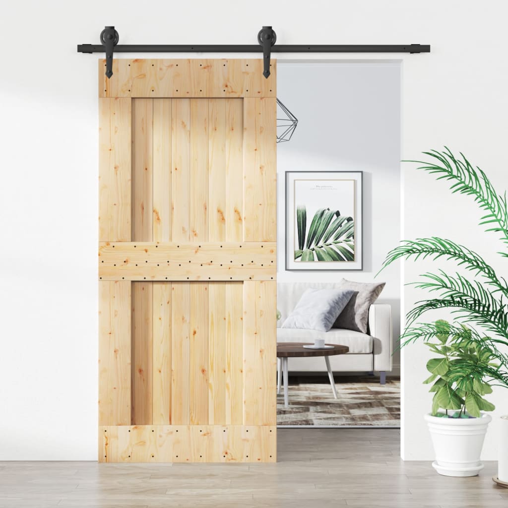 Vetonek Puerta corredera con herrajes madera maciza de pino 90x210 cm