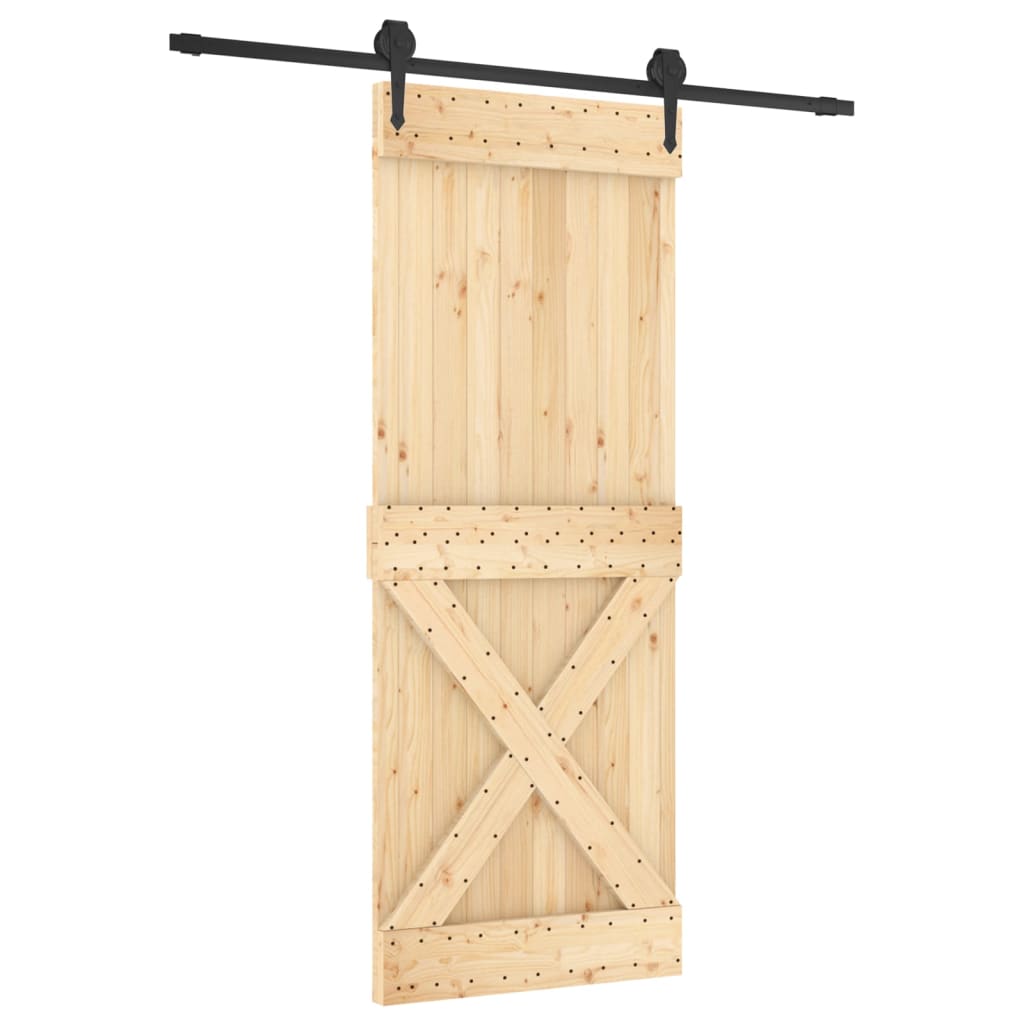 Puerta corredera con herrajes madera maciza de pino 80x210 cm - Vetonek