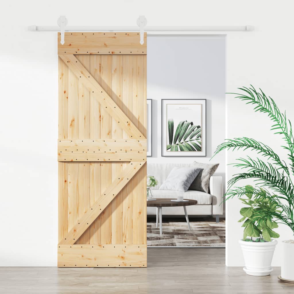 Puerta corredera con herrajes madera maciza de pino 80x210 cm vidaXL