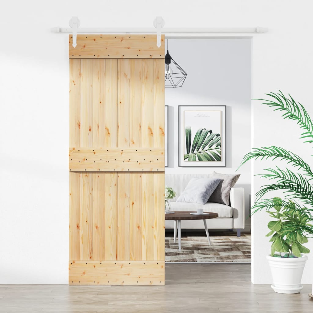 Vetonek Puerta corredera con herrajes madera maciza de pino 80x210 cm