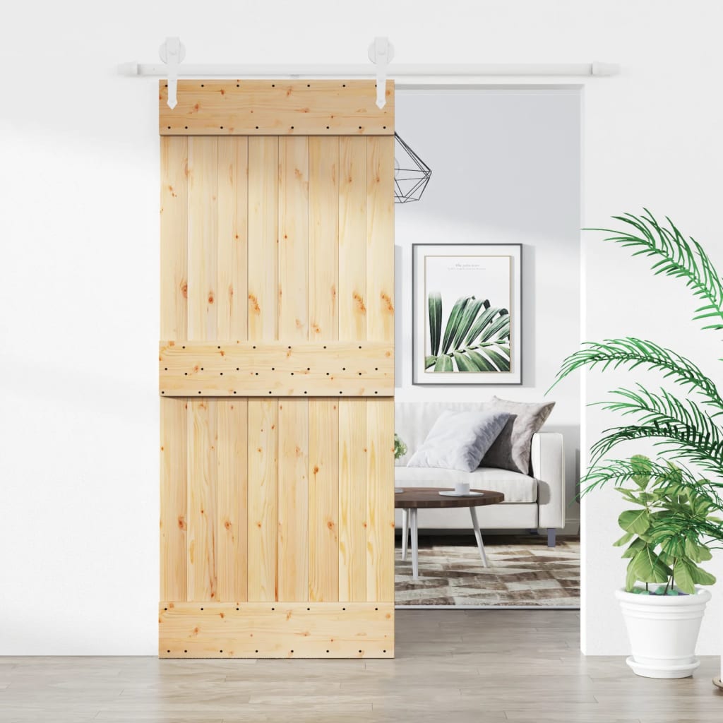 Vetonek Puerta corredera con herrajes madera maciza de pino 85x210 cm