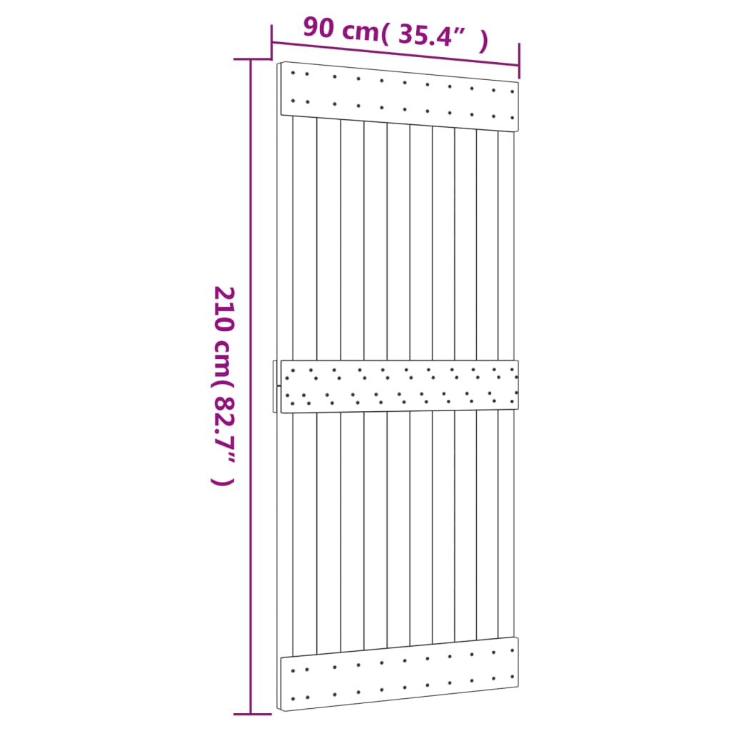 Puerta corredera con herrajes madera maciza de pino 90x210 cm vidaXL