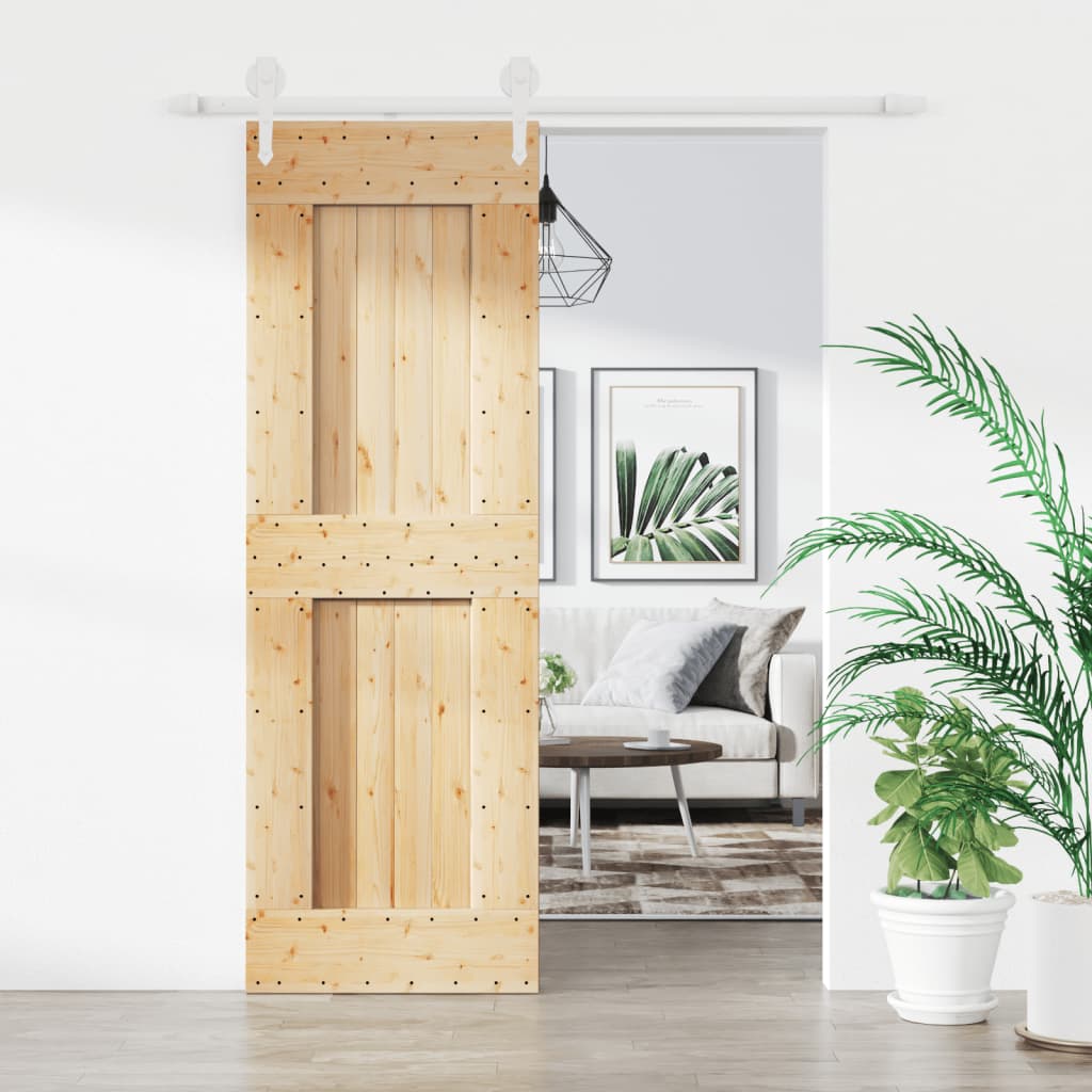 Vetonek Puerta corredera con herrajes madera maciza de pino 70x210 cm