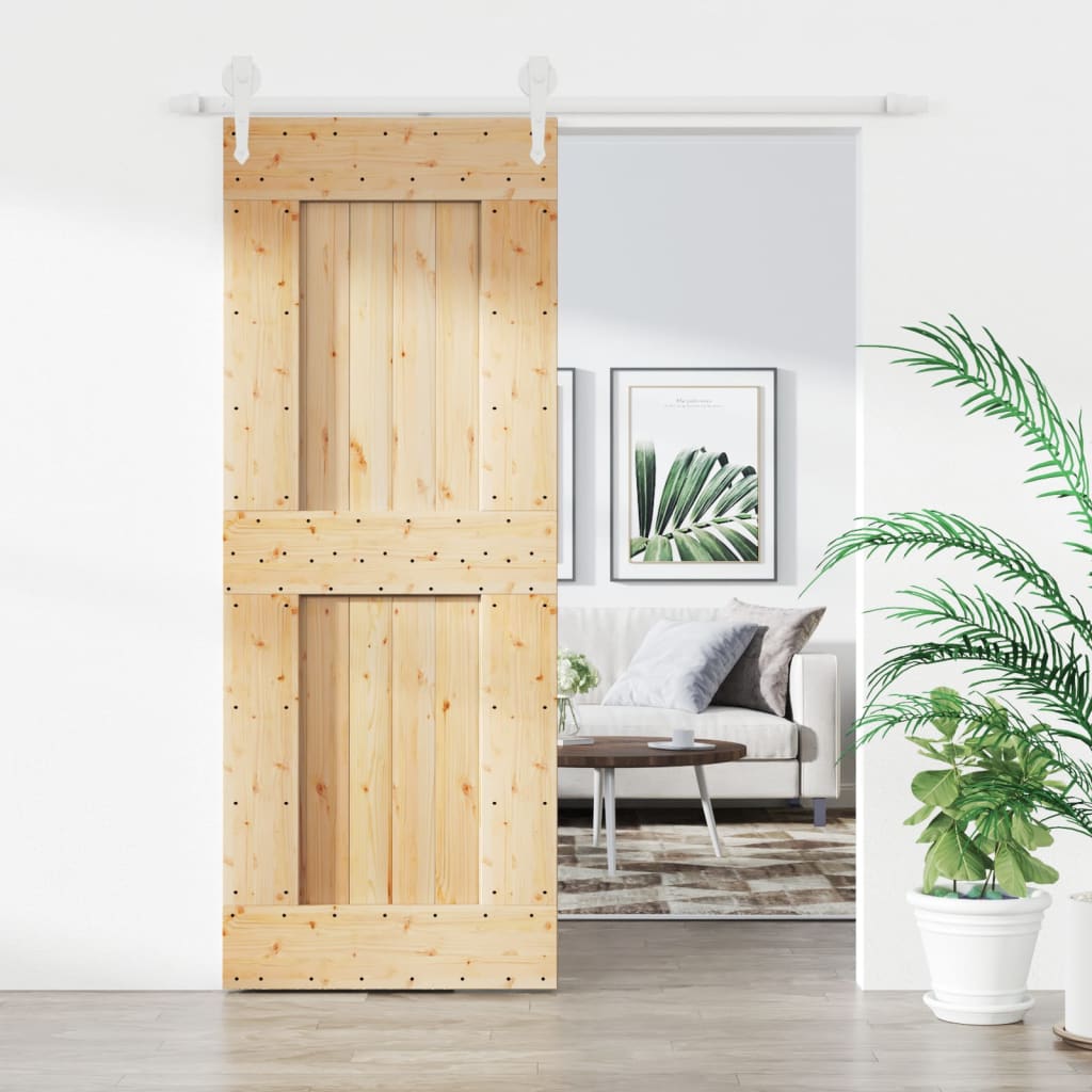 Vetonek Puerta corredera con herrajes madera maciza de pino 80x210 cm