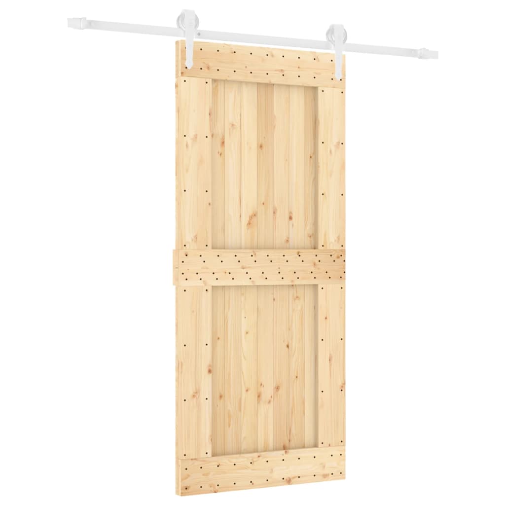 Puerta corredera con herrajes madera maciza de pino 90x210 cm - Vetonek