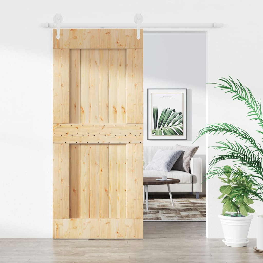 Vetonek Puerta corredera con herrajes madera maciza de pino 90x210 cm