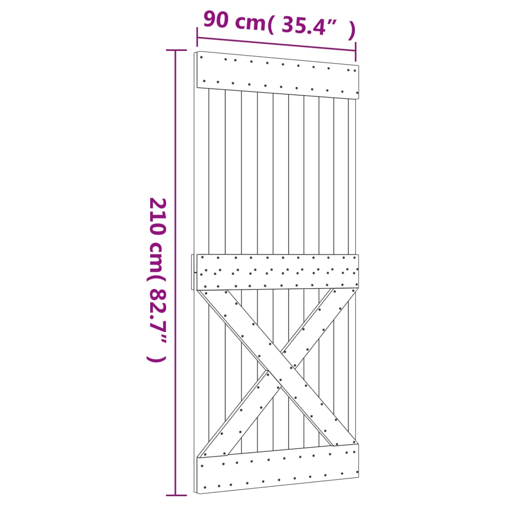 Puerta corredera con herrajes madera maciza de pino 90x210 cm vidaXL