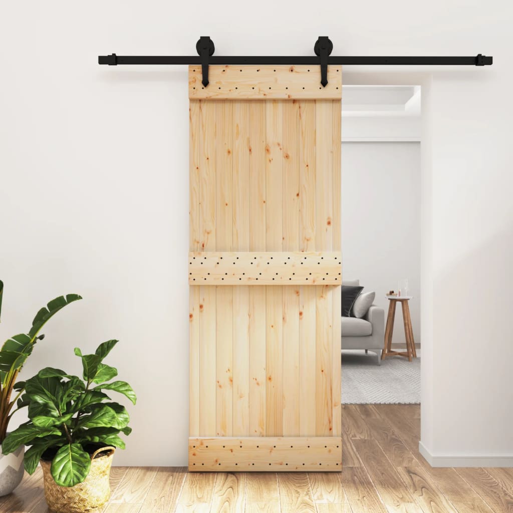 Vetonek Puerta corredera con herrajes madera maciza de pino 80x210 cm