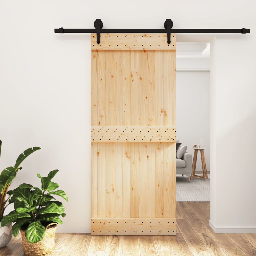 Vetonek Puerta corredera con herrajes madera maciza de pino 90x210 cm