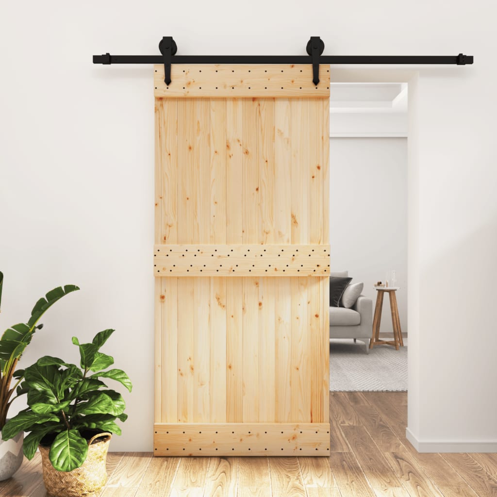 Vetonek Puerta corredera con herrajes madera maciza de pino 95x210 cm