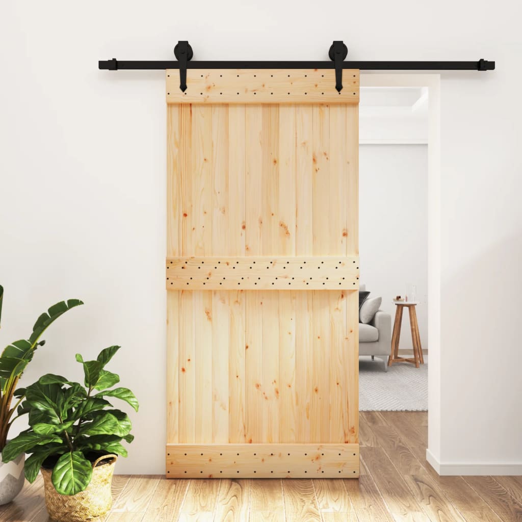 Vetonek Puerta corredera con herrajes madera maciza de pino 100x210 cm