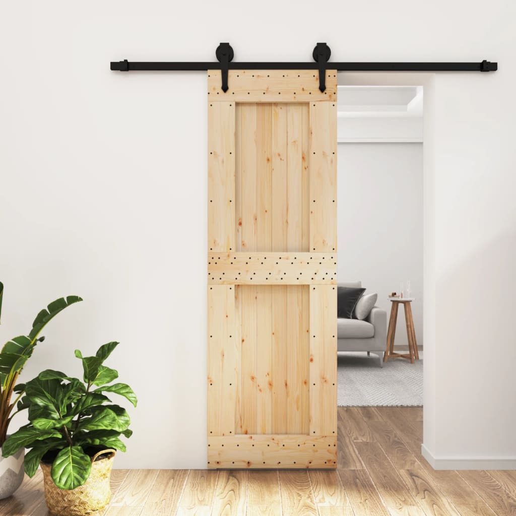 Vetonek Puerta corredera con herrajes madera maciza de pino 70x210 cm