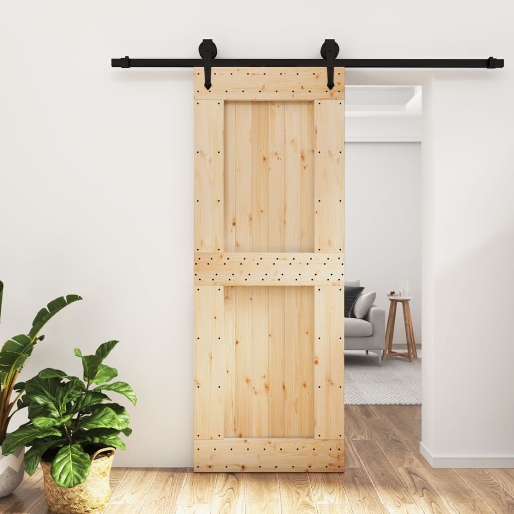 Vetonek Puerta corredera con herrajes madera maciza de pino 80x210 cm