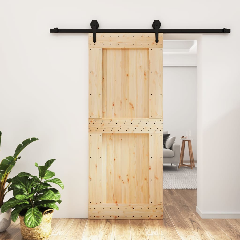 Vetonek Puerta corredera con herrajes madera maciza de pino 85x210 cm