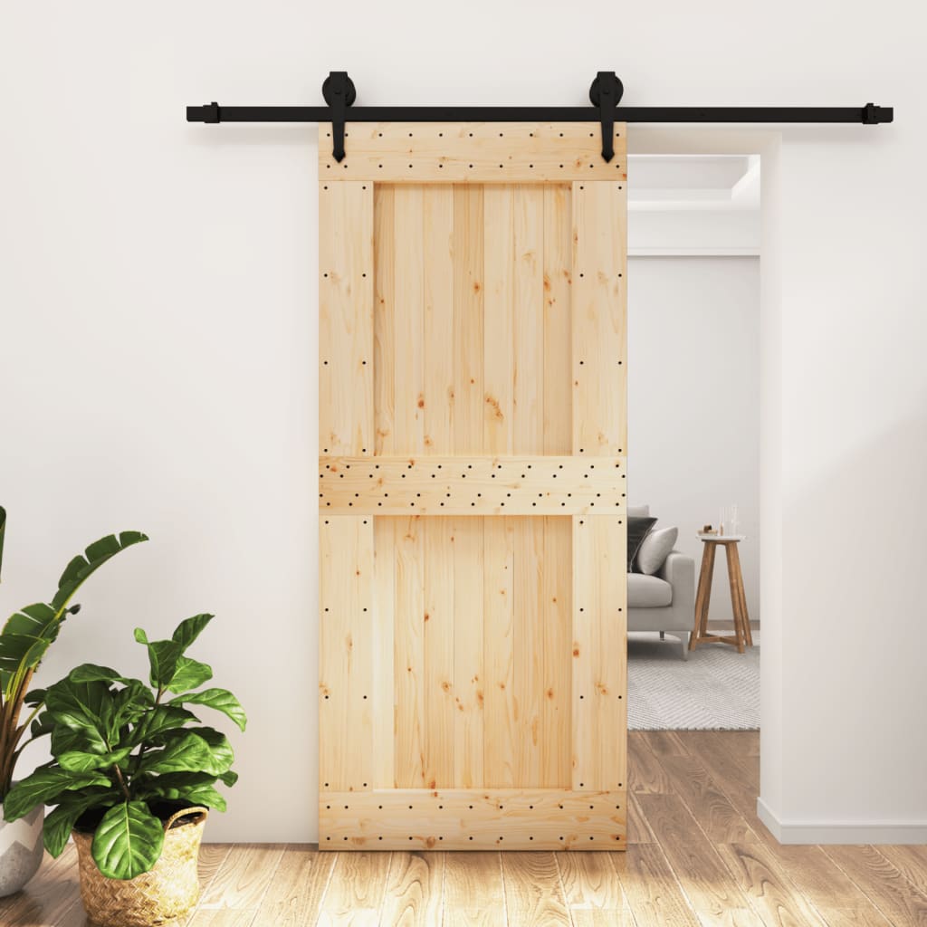 Vetonek Puerta corredera con herrajes madera maciza de pino 90x210 cm