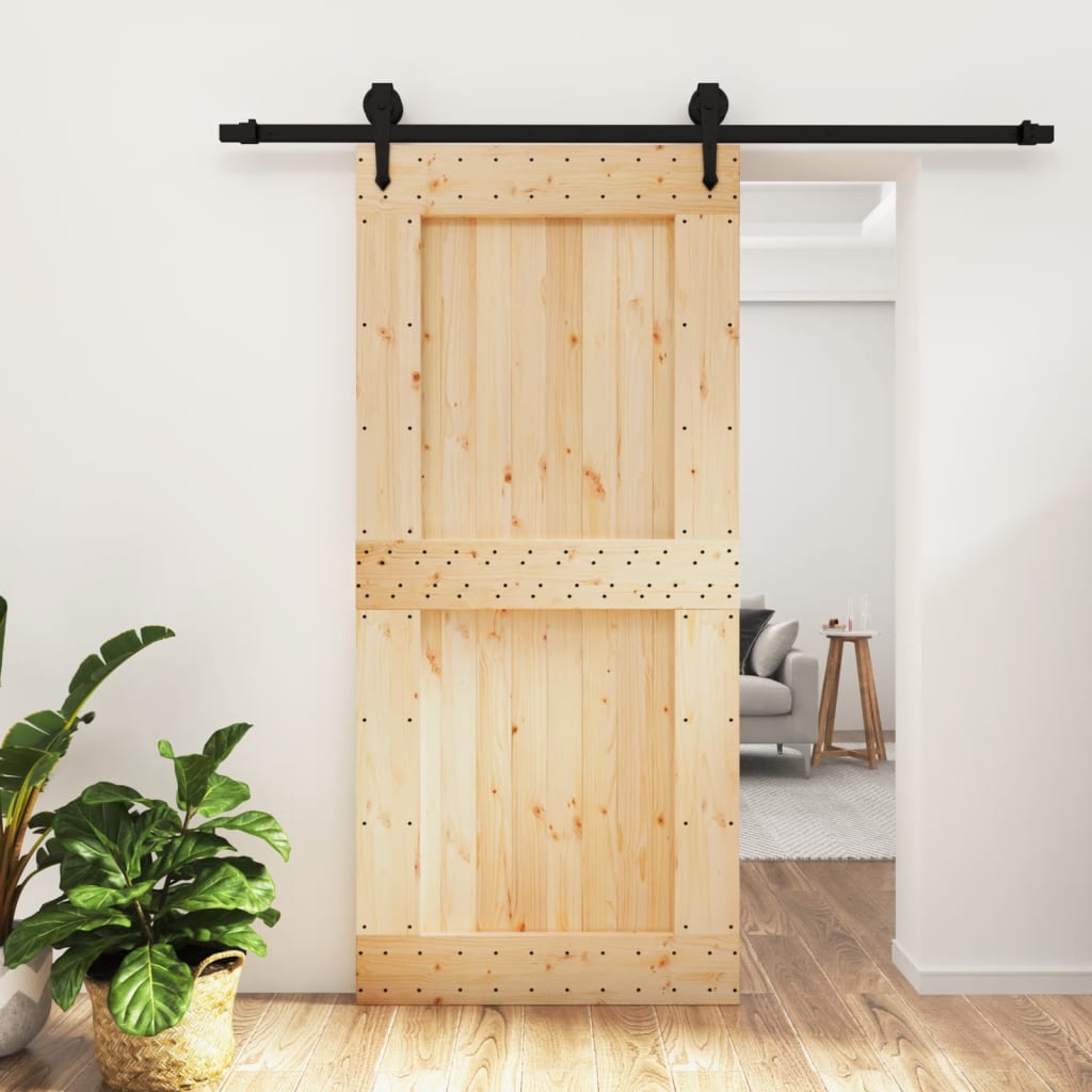 Vetonek Puerta corredera con herrajes madera maciza de pino 95x210 cm