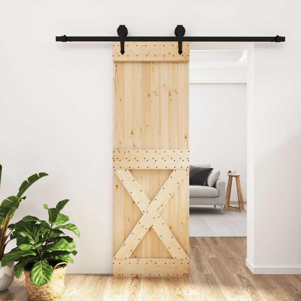 Vetonek Puerta corredera con herrajes madera maciza de pino 70x210 cm