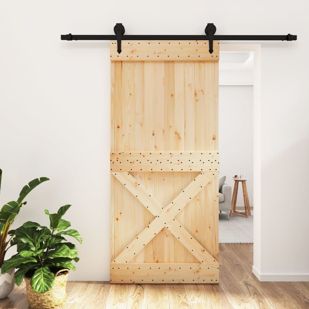 Vetonek Puerta corredera con herrajes madera maciza de pino 95x210 cm