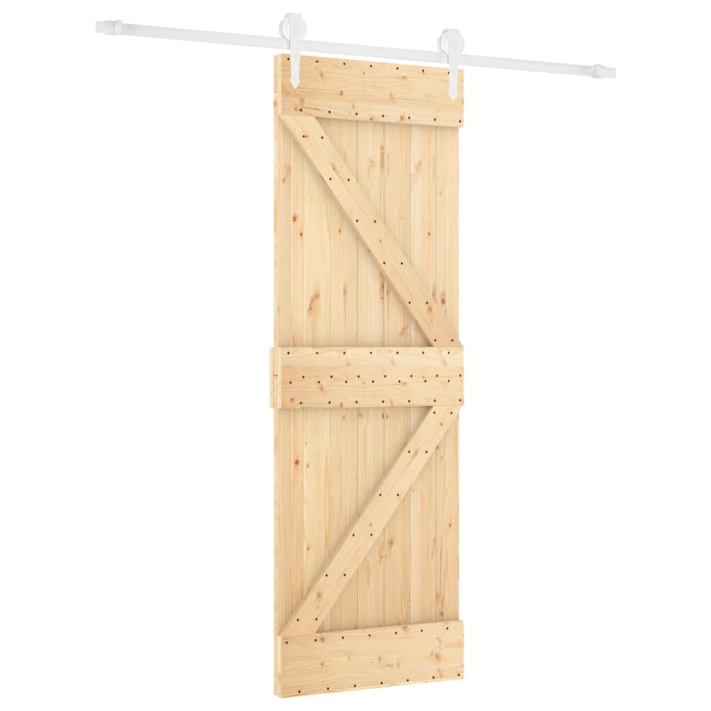 Puerta corredera con herrajes madera maciza de pino 70x210 cm - Vetonek