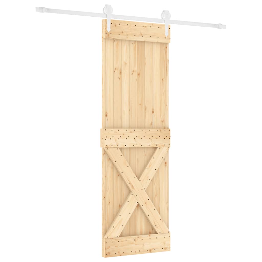 Puerta corredera con herrajes madera maciza de pino 80x210 cm - Vetonek