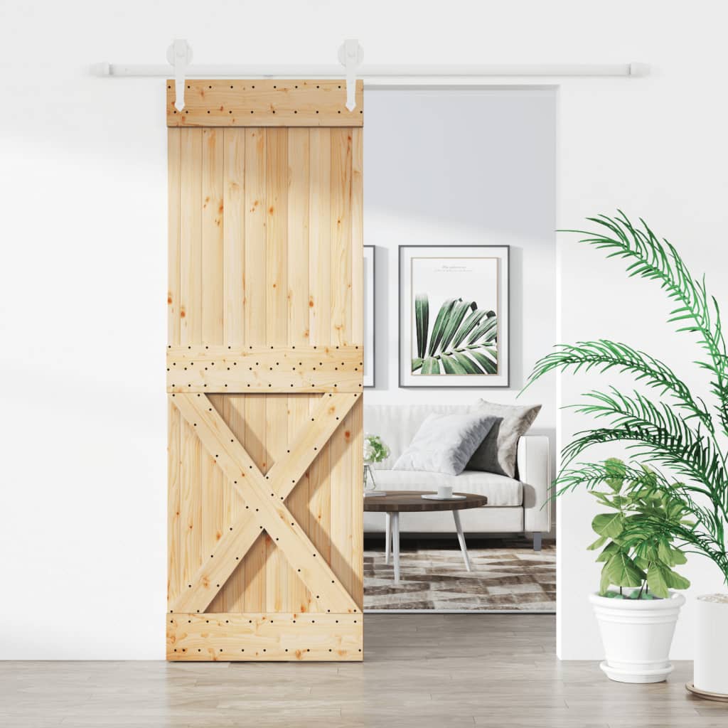 Puerta corredera con herrajes madera maciza de pino 80x210 cm vidaXL