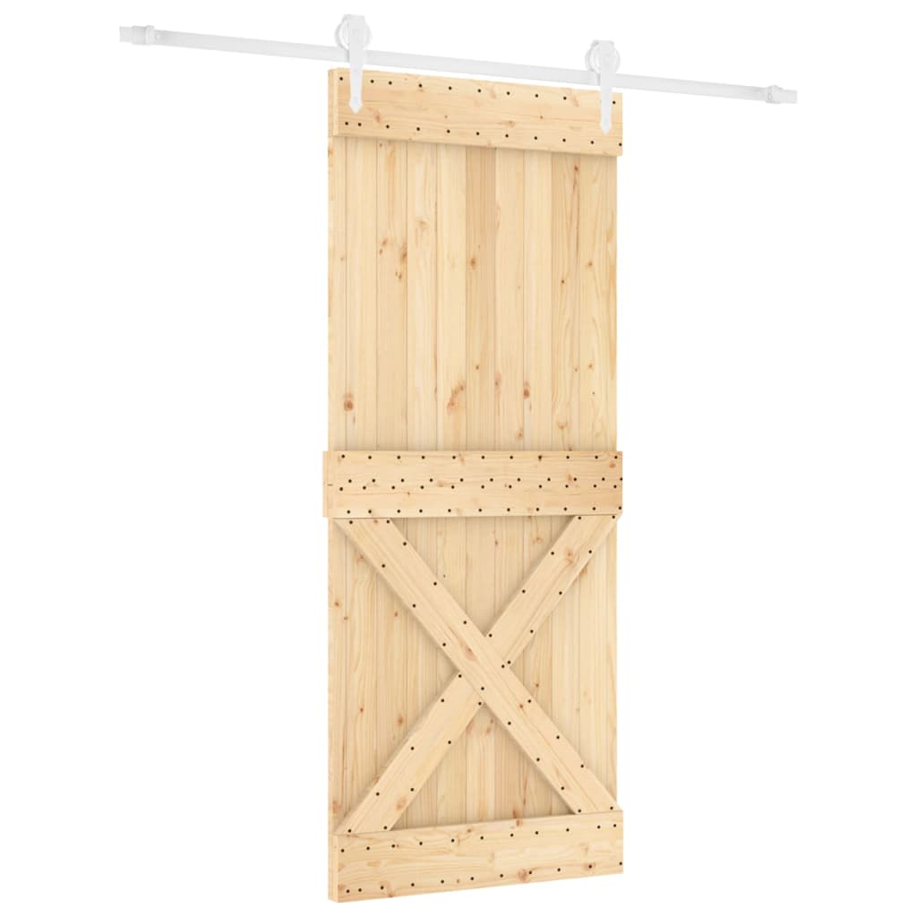 Puerta corredera con herrajes madera maciza de pino 100x210 cm - Vetonek