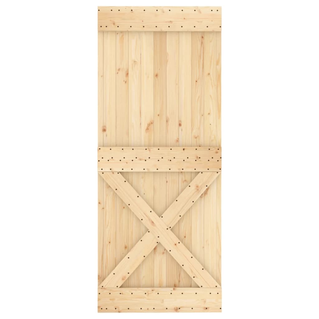 Puerta corredera con herrajes madera maciza de pino 100x210 cm - Vetonek