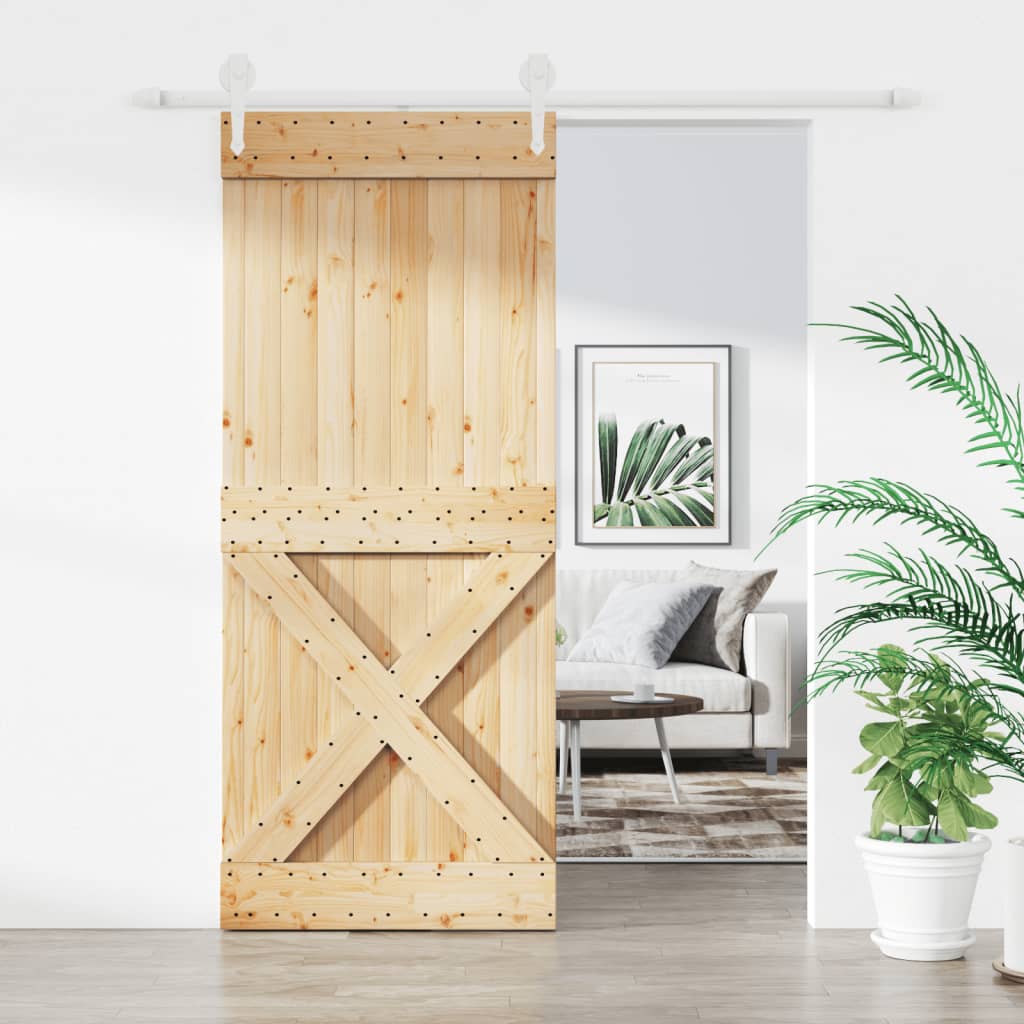 Puerta corredera con herrajes madera maciza de pino 100x210 cm vidaXL