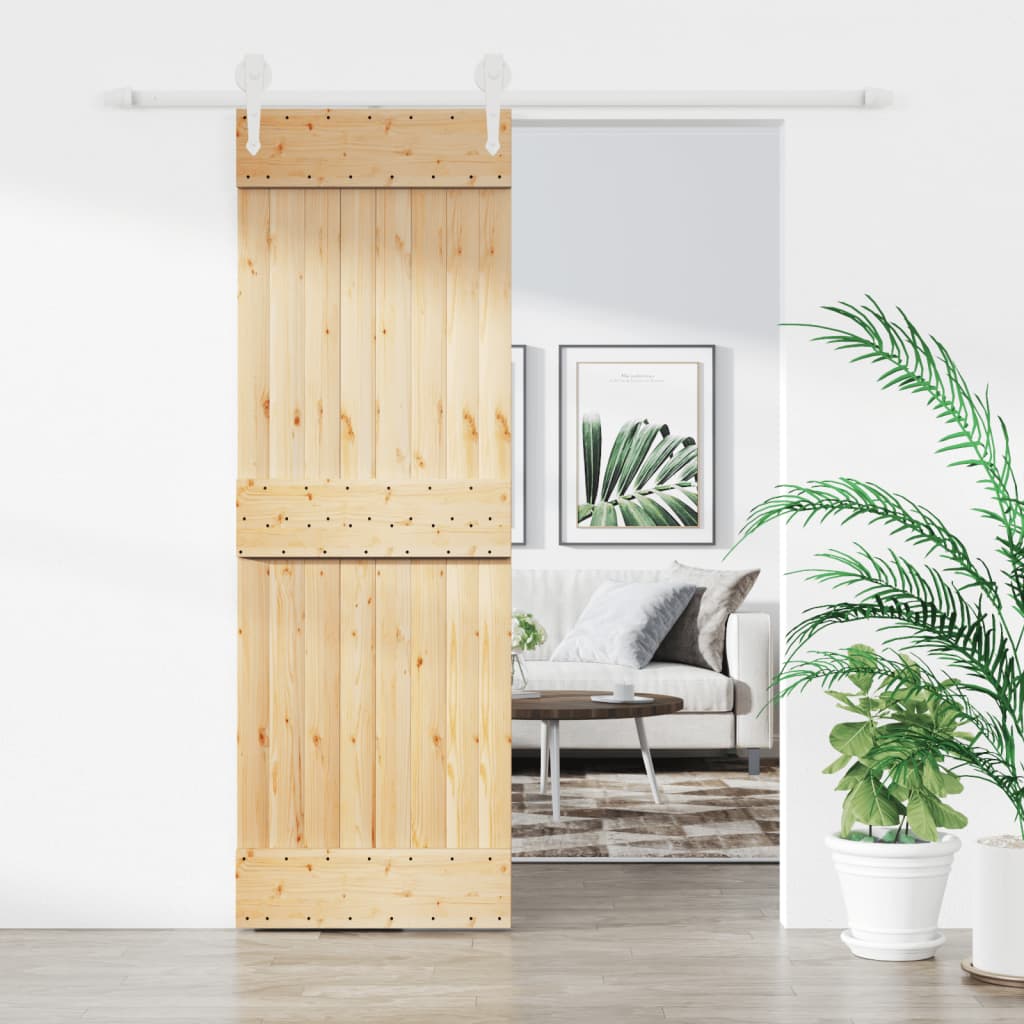 Vetonek Puerta corredera con herrajes madera maciza de pino 70x210 cm