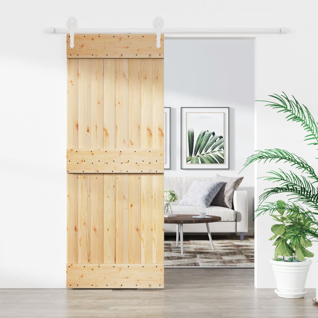 Vetonek Puerta corredera con herrajes madera maciza de pino 80x210 cm