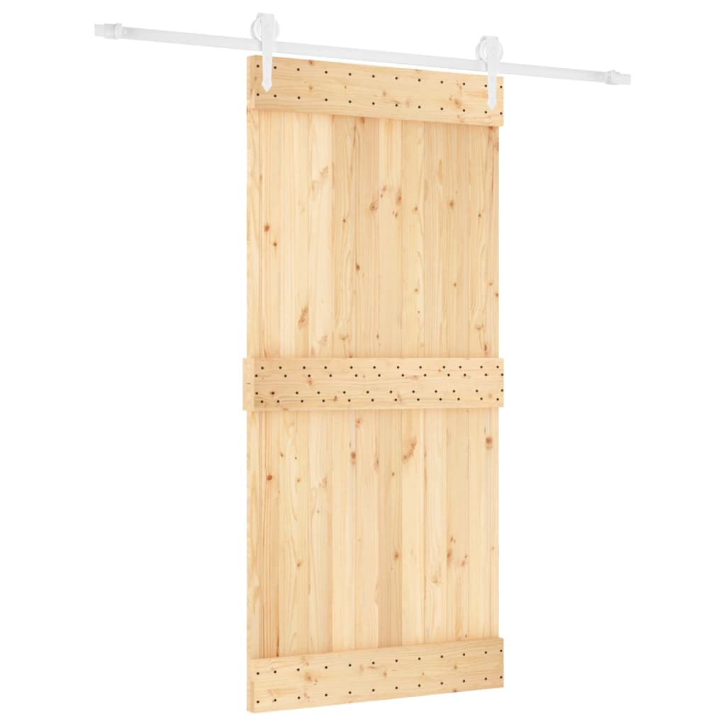 Puerta corredera con herrajes madera maciza de pino 95x210 cm - Vetonek