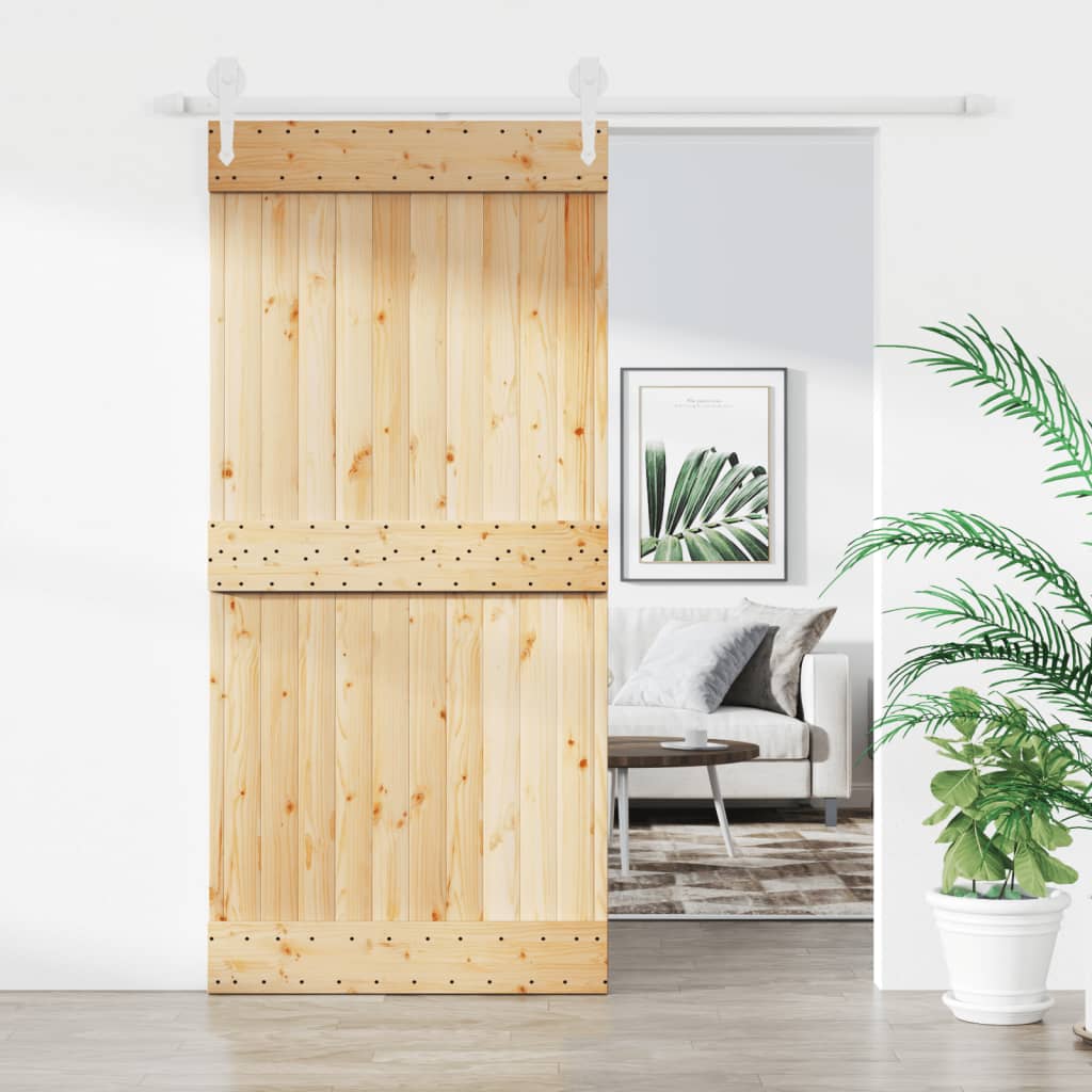 Puerta corredera con herrajes madera maciza de pino 95x210 cm vidaXL