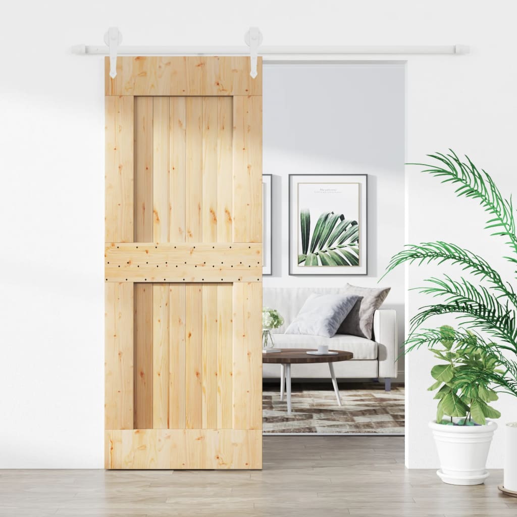 Vetonek Puerta corredera con herrajes madera maciza de pino 80x210 cm