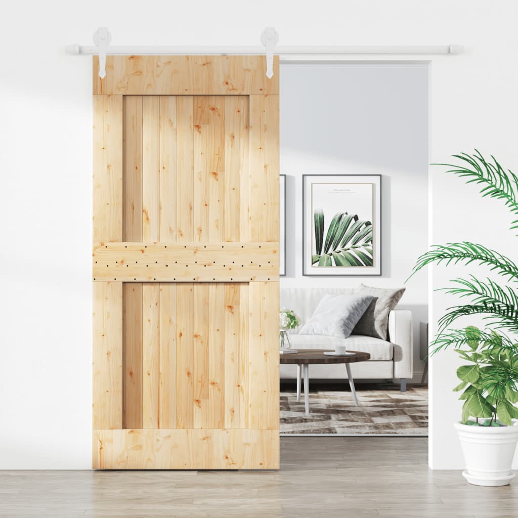 Vetonek Puerta corredera con herrajes madera maciza de pino 100x210 cm