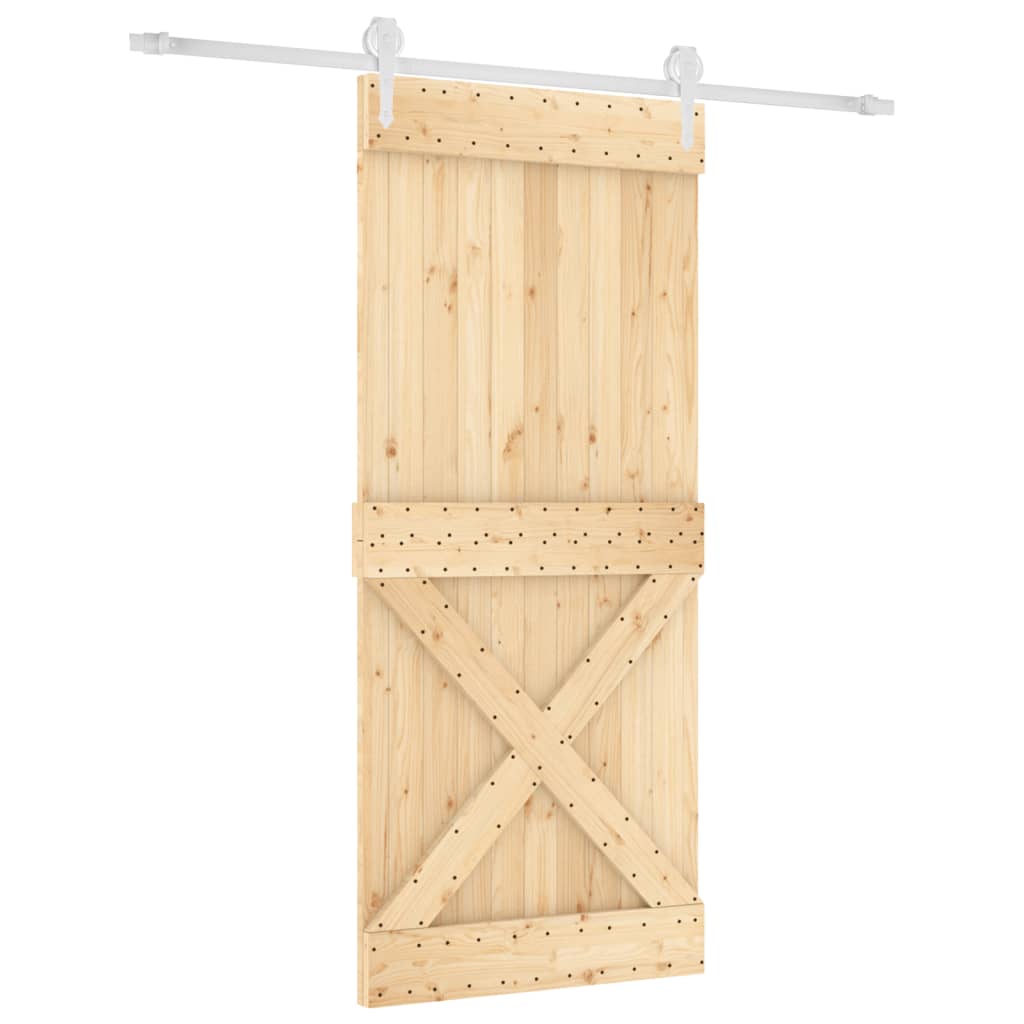 Puerta corredera con herrajes madera maciza de pino 90x210 cm - Vetonek