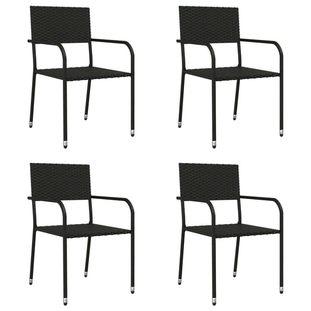 Garden dining set 5 pcs synthetic rattan and black steel