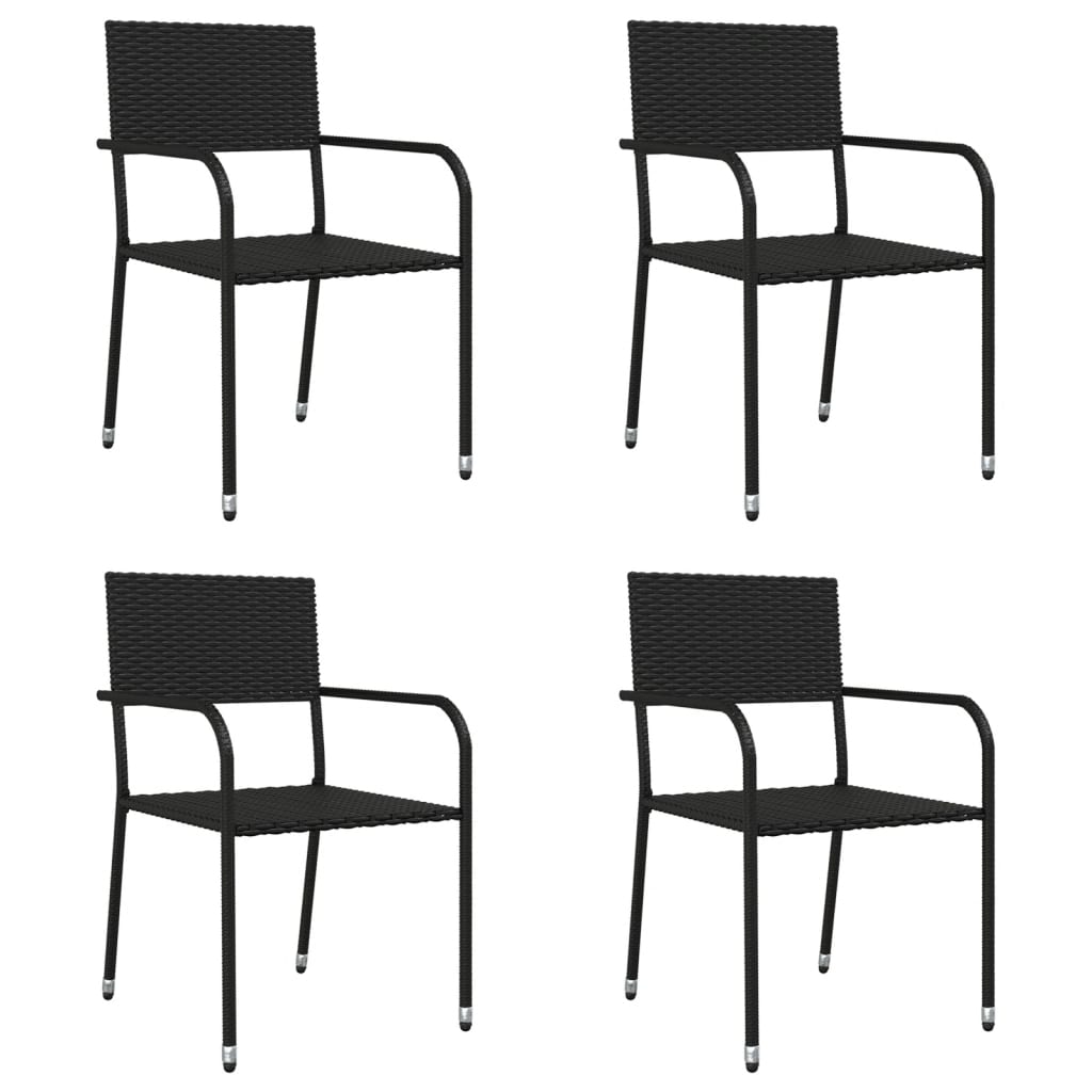 Garden dining set 5 pcs synthetic rattan and black steel V84