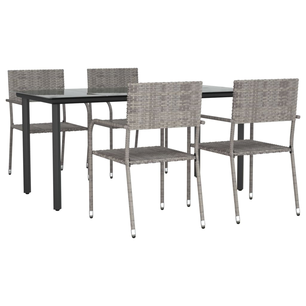 Juego de comedor jardín 5 pzas ratán sintético acero gris negro vidaXL