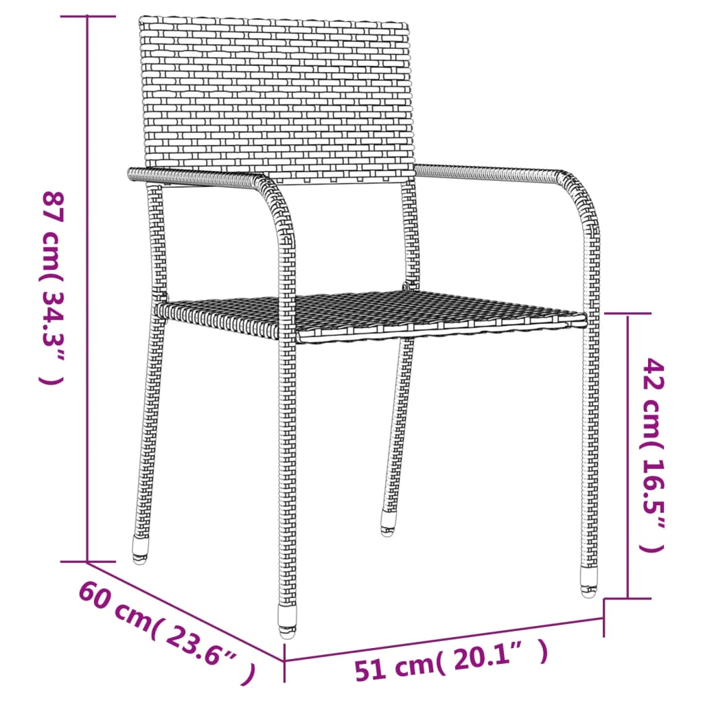 Juego de comedor jardín 5 pzas ratán sintético acero gris negro vidaXL