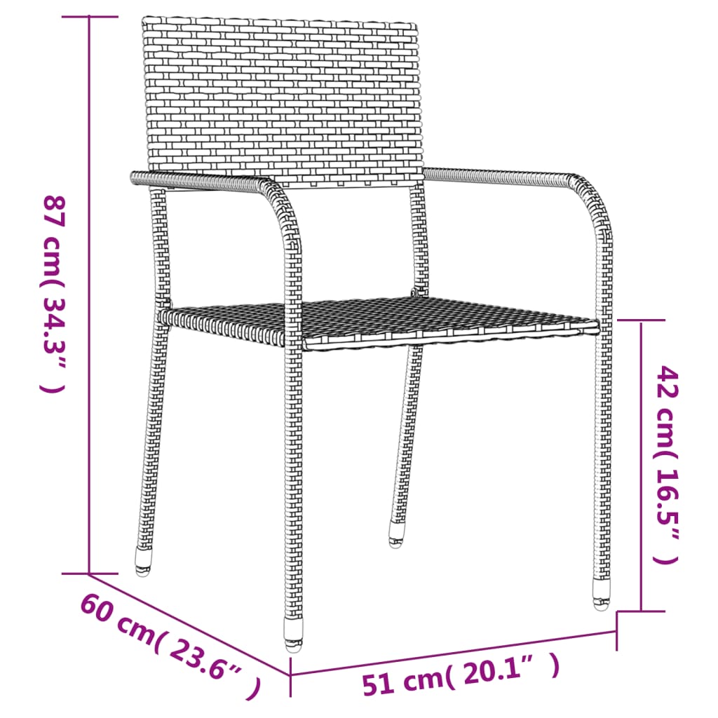 Juego de comedor jardín 7 pzas ratán sintético acero gris negro vidaXL