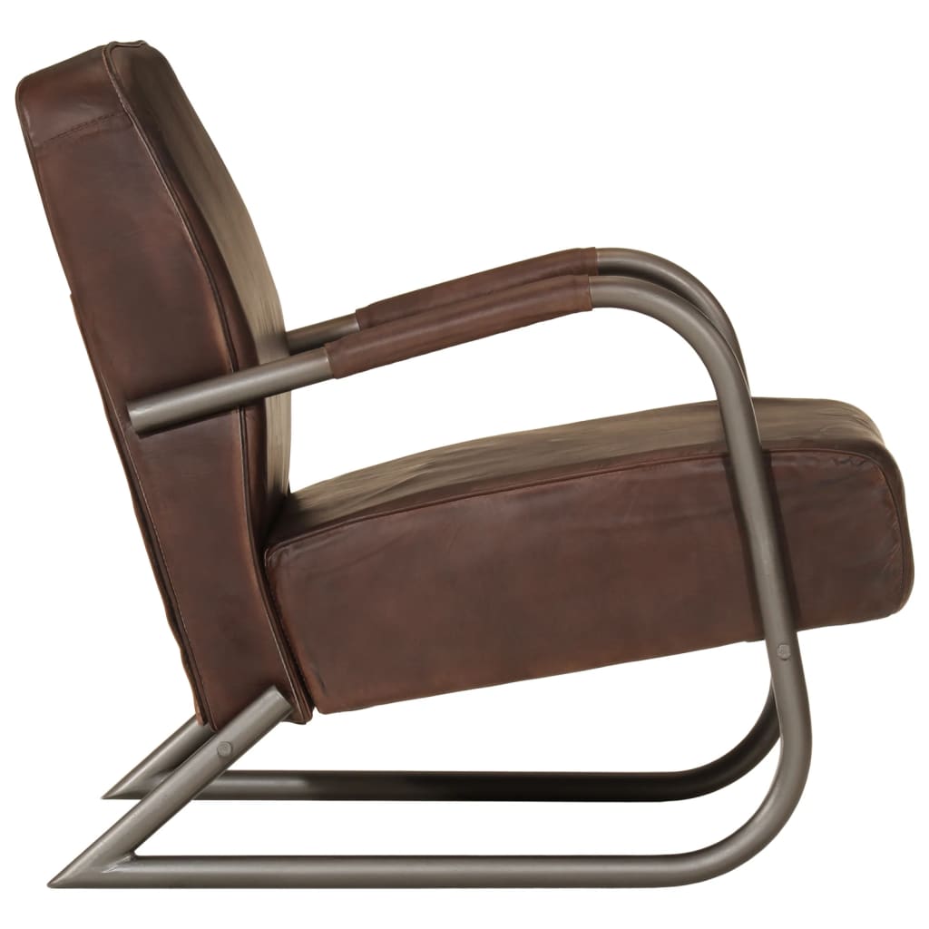 Brown authentic leather armchair