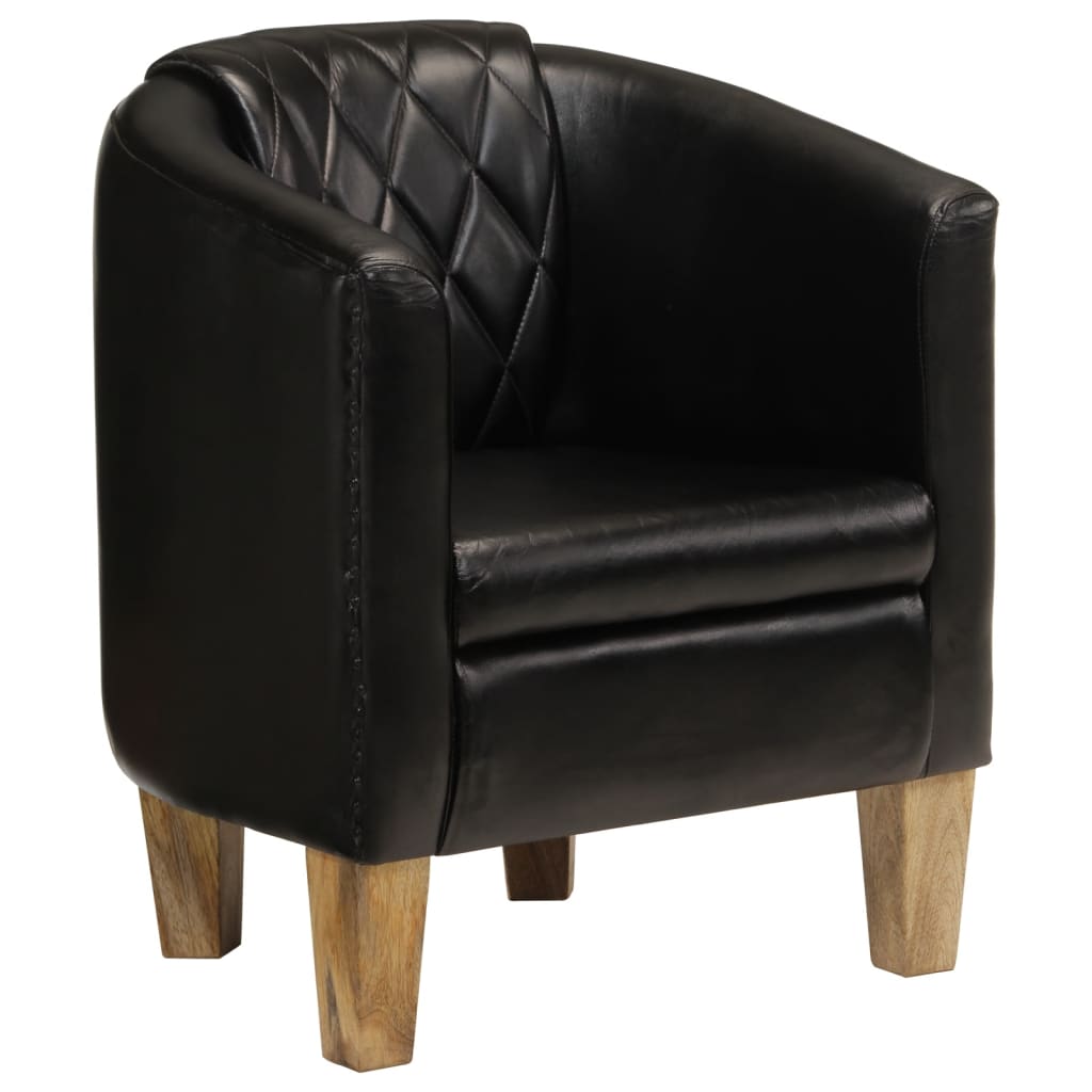 Vetonek Sillón butaca de cuero auténtico negro