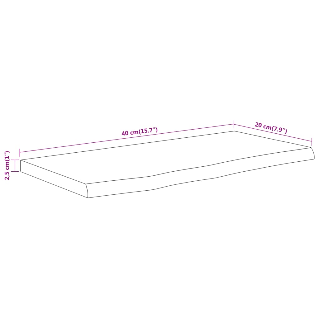 Aresta viva de madeira de parede retangular 40x20x2.5 cm