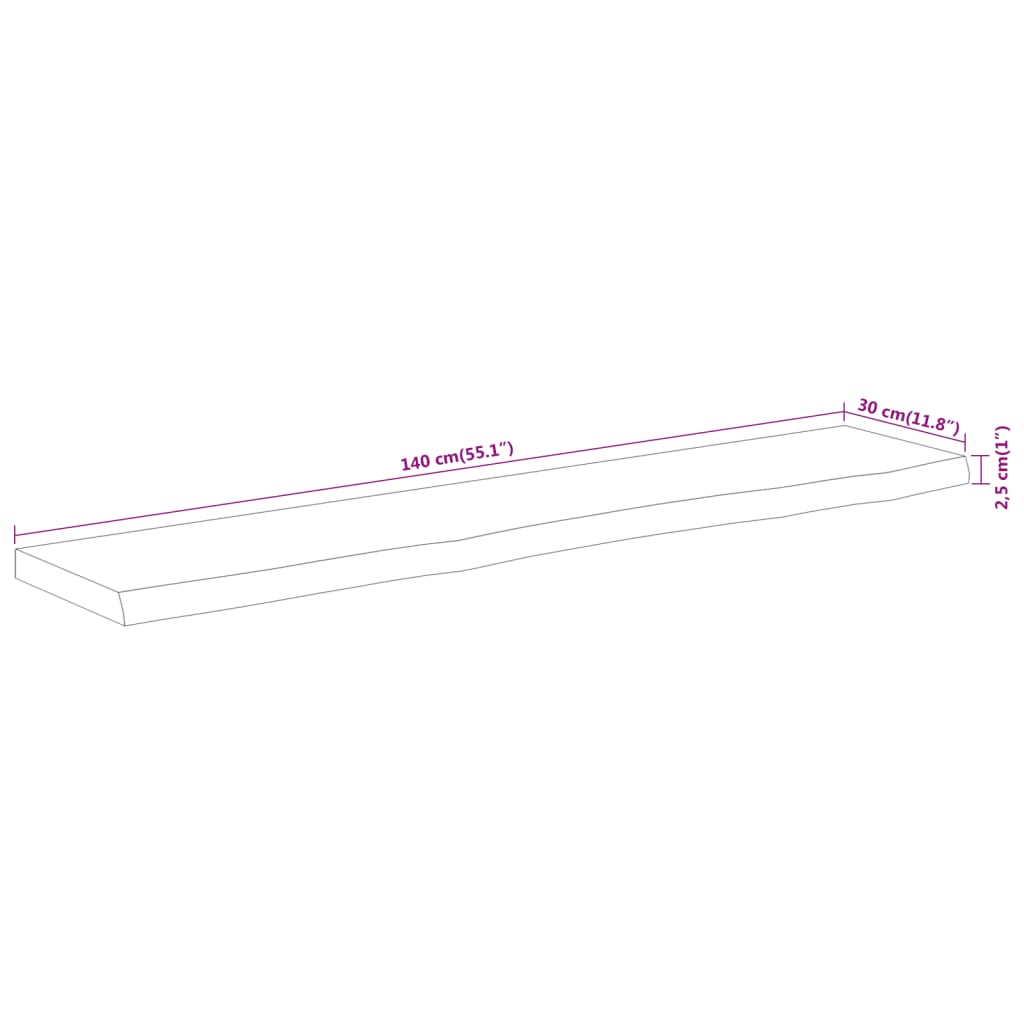 Tauler rectangular Acacia Fusta Living Edge 140x30x2.5 cm