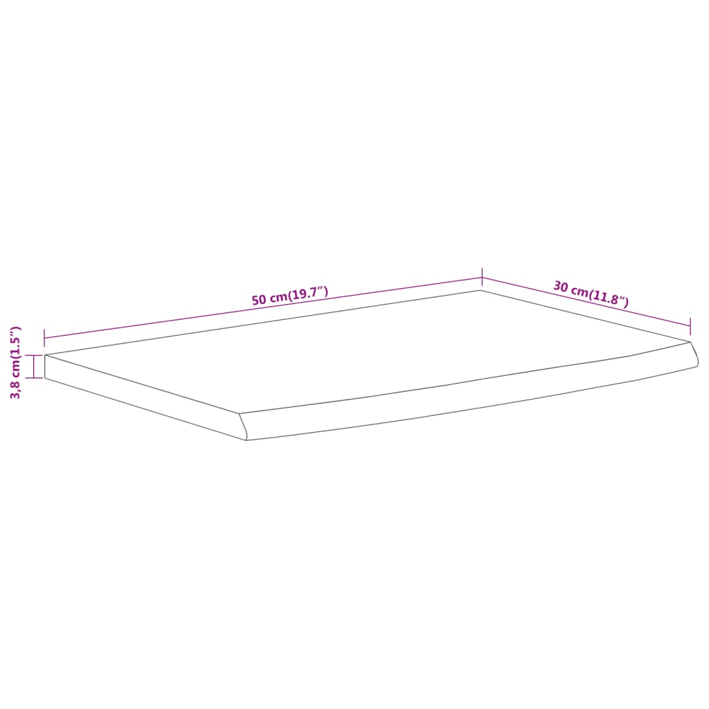 Paret rectangular Acacia viving edge 50x30x3,8 cm