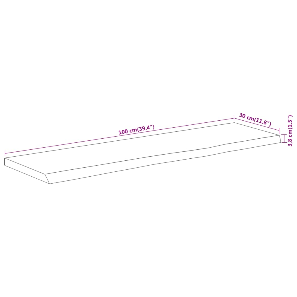 Rectanular Living Living Edge de parede retangular 100x30x3,8cm