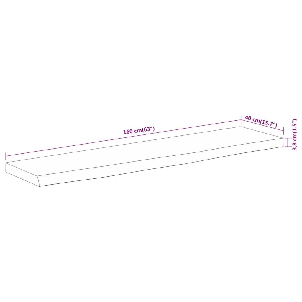 Tauler rectangular Acacia Fusta Living Edge 160x40x3.8 cm