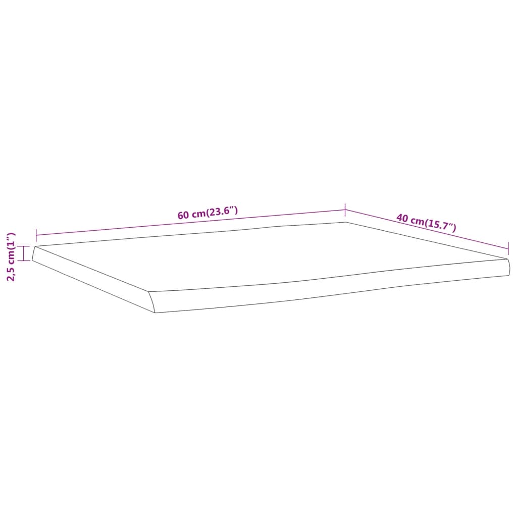 Tavolo rettangolare Tavolo Acacia Living Edge 60x40x2.5 cm