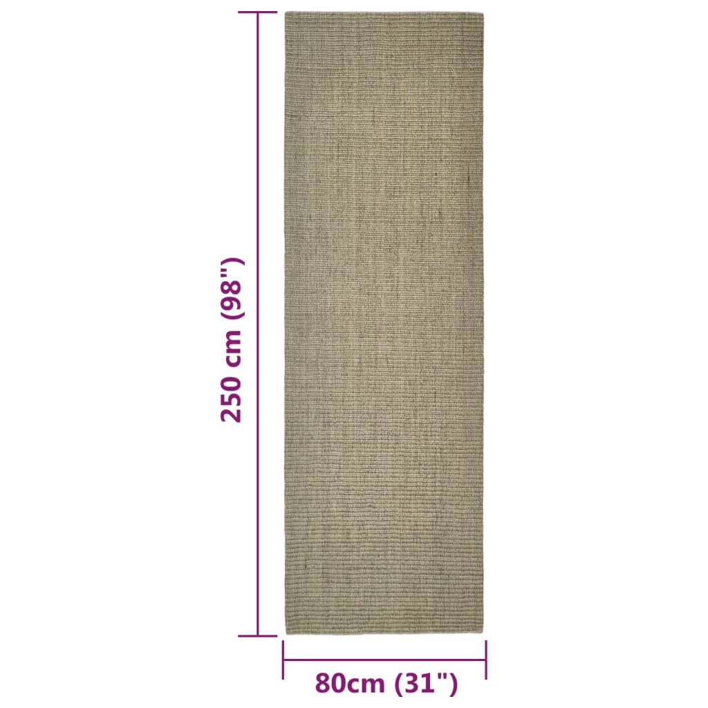 Alfombra de sisal para rascador gris taupe 80x250 cm vidaXL